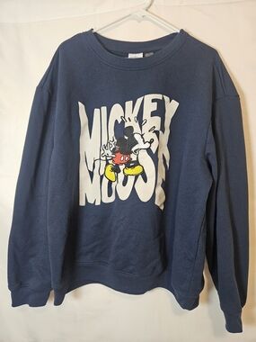 Disney Navy Blue Mickey Mouse Graphic Crewneck Sweater Casual Resortwear